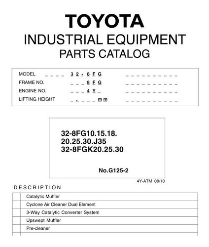 Manual Peca Empilhadeira Toyota 8fgu25 - Arquivo ** 306pg