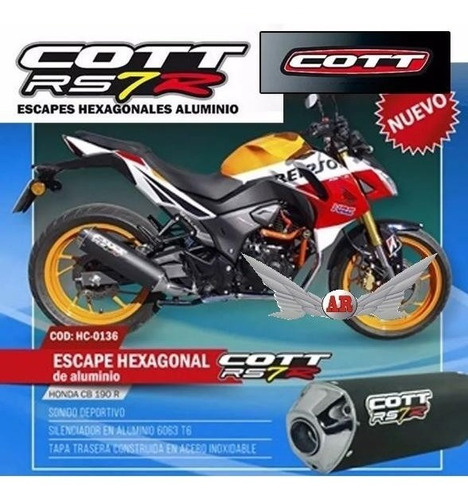 Escape Cott Rs7r Honda Cb190 R / Cb190r Alvaro Rodados