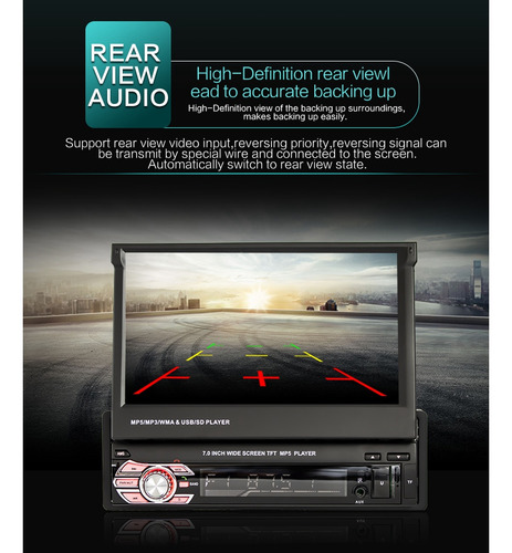 Rádio De Carro Retrátil Queenly-auto De 1 Din 7 Polegadas Hd