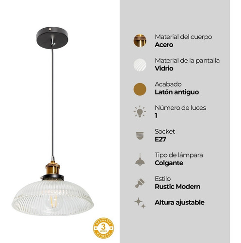 Lámpara Colgante Acabado En Negro Socket E27 60w 1 Luz Lumimexico 20846-2