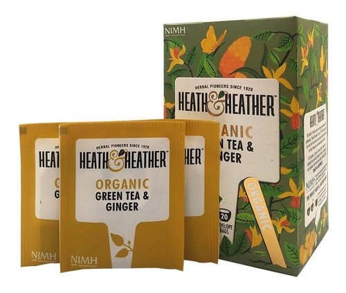 Te Verde Con Jengibre Orgánico Heath & Heather 20 Tés