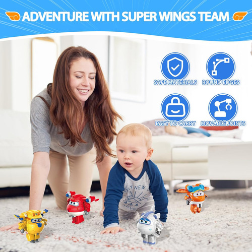 Super Wings Transform-a-bots - Paquete De 4 Figuras De Vehíc