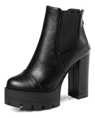Bota Mujer Botines De Plataforma Con Tacón Alto Y Grueso