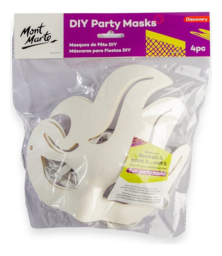 Set 4 Máscaras Llama Para Pintar Papel Maché Mont Marte Sin Color Llama