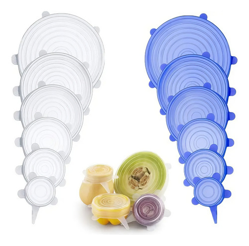 Tapas De Silicona Herméticas Reutilizables 6pz Multiusos Transparente Circular