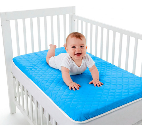 Plasticuna Protector Impermeable Para Corral Cuna Bebes Azul Liso