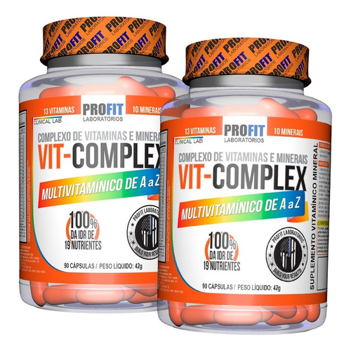 Kit 2x Vit Complex Multivitamínico 90 Cápsulas - Profit Sabor Sem Sabor