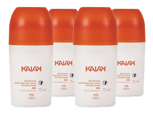 4x Desodorante Roll-on Kaiak Feminino 75ml Natura