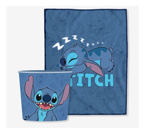 Kit Disney Mantinha Com Balde Stitch Zona Criativa 