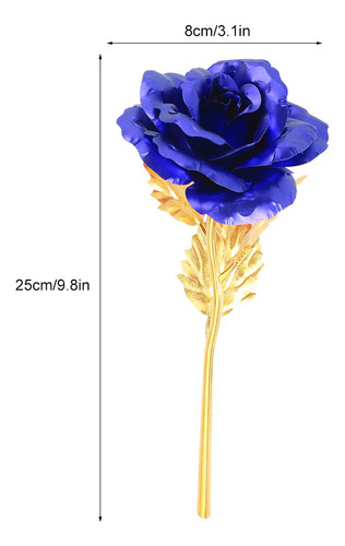 Flor En Lámina De Oro De 24 Quilates, Rosa Azul