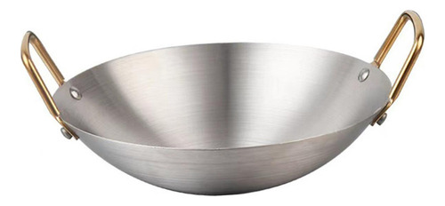 Panela Wok De Aço Inoxidável Para Fritar E Cozinhar 24 Cm