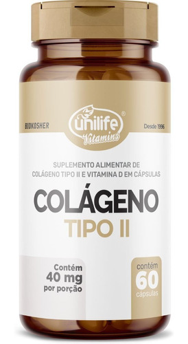 Colágeno tipo II con vitamina D 60 cápsulas - Unilife Natural Flavor