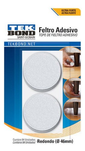 Feltro Branco Sofá Cadeira Mesa Tekbond C/4 Unidades 46mm