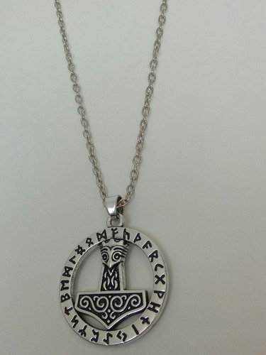 Exclusivo Collar Medieval Mjolnir Runas Thor Marvel Comics
