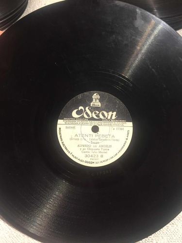Disco De Pasta 78 Rpm Odeon 30423 Alfredo De Angelis Tango (Usado)