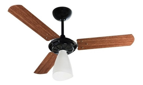 Ventilador de teto Ventisol Wind Light preto com 3 pás cor mogno de madeira, 96cm de diâmetro 220V