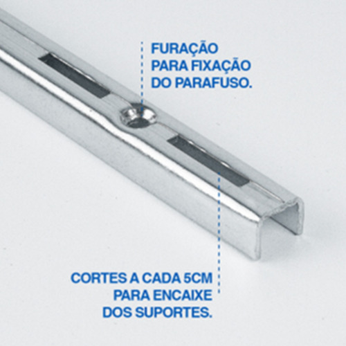 2 X Trilho Cremalheira Simples 150cm Zincado Fico