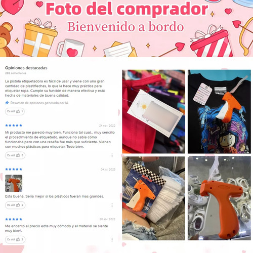 Kit Pistola Etiquetadora Ropa +10000 Plastiflechas +5 Agujas