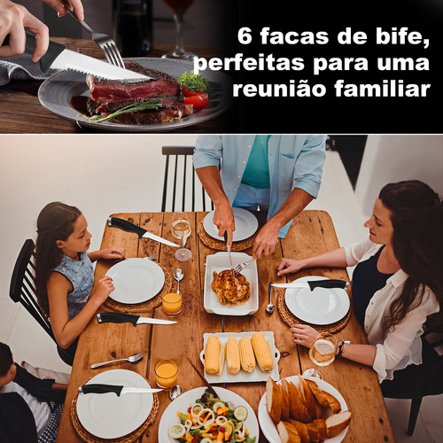 Jogo De Facas Chef 16 Peças Com Lâminas Em Aço Inox E Cabos