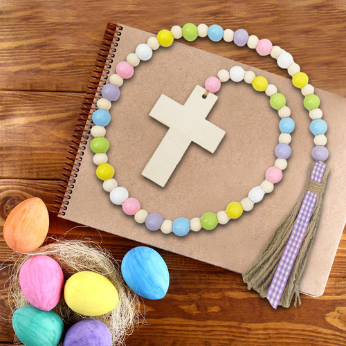 Guirnalda De Cuentas De Madera De Pascua Colgante De 96cm