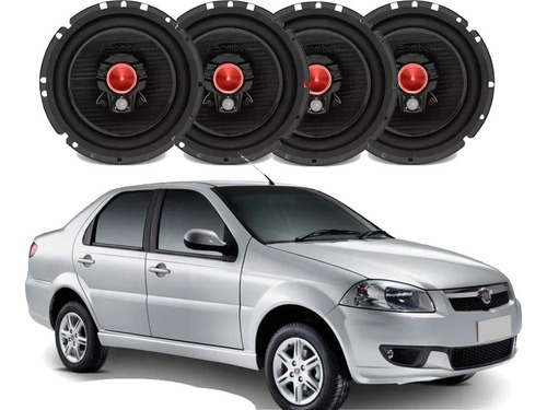 Kit Alto Auto Falante Siena 2004 2005 2006 Bomber 200w Rms Cor Preto