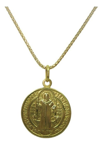 Medalla San Benito Grande En Oro 18k 