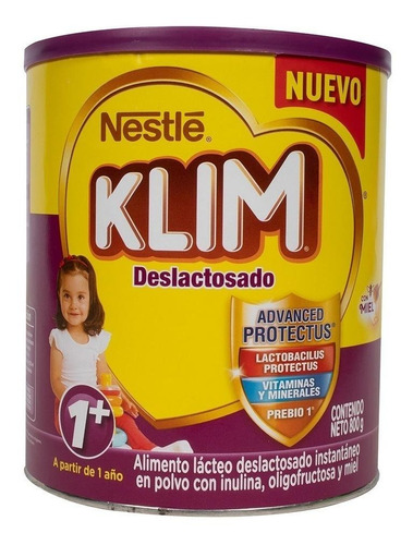 Imagen 1 de 1 de Leche de fórmula  en polvo  Nestlé Klim 1+ Deslactosado  en lata de 800g a partir de los 12 meses