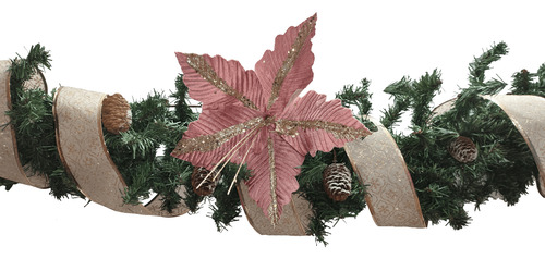 Liston Navideño Alambrado Cinta C/detalles Dorados Kit 2 Pz