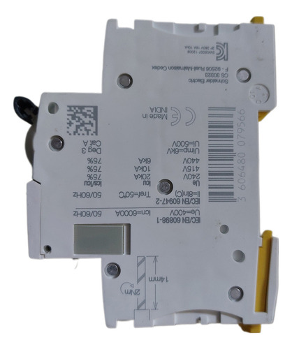 Disjuntor Schneider 16a Acti9 Ic60n 2p Curva C A9f74216