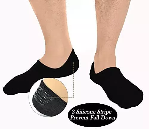 JORMATT Calcetines invisibles para hombre, mocasines de corte bajo,  calcetines de algodón casuales con agarres antideslizantes