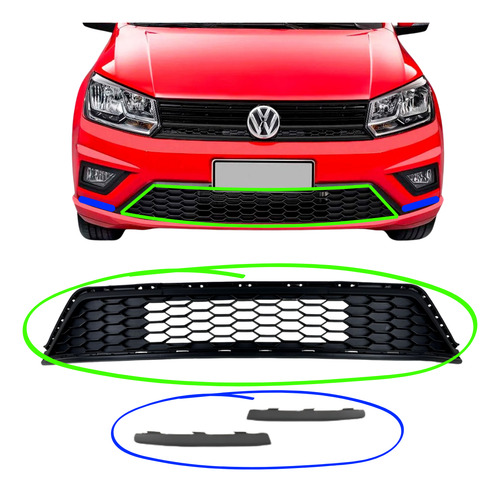 Grade Central Do Para Choque Gol Voyage Saveiro G8 Com Friso