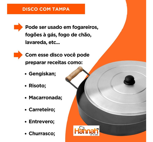 Disco Tacho Tampa Entrevero Lareira Churrasco Cozinhar 50cm