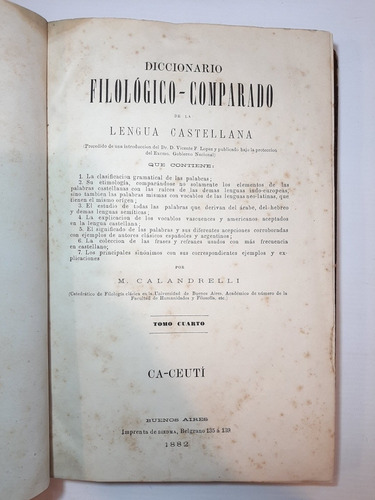 Antiguo Libro Diccionario Filológico Comparado 4°tom Ro 1152