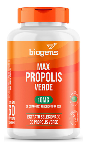 Max Própolis Verde, 10mg 60 Cápsulas Softgel, Biogens