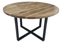 Comprar Mesa Redonda De Hierro Y Madera 100cm
