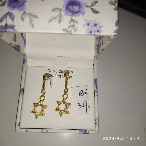 Zarcillos Estrella De David En Oro 18k