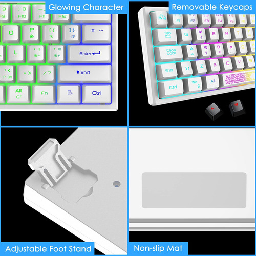 Ziyou Lang K61 60% Gaming Keyboard Mini Portable Con Rainbow