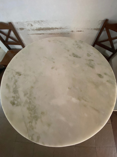 Mesa De Comedor Mármol 118 Cm Sin Sillas Blanco (Usado)