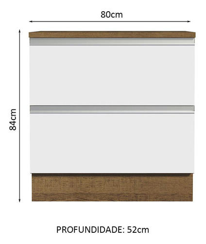 Gabinete Bajo Bufetera Madesa Glamy 80cm Con Encimera Mb 01 Color Marrón/Blanco