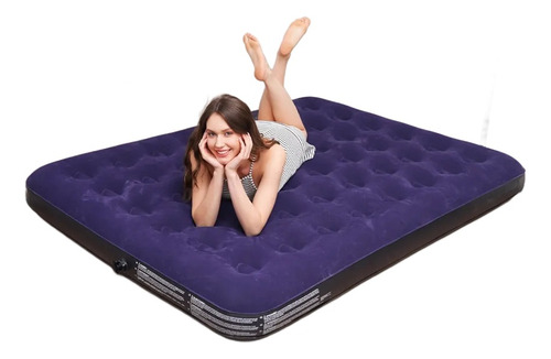 Colchón Queen Inflable Colchoneta Restonic 152*191*22cm Air Azul