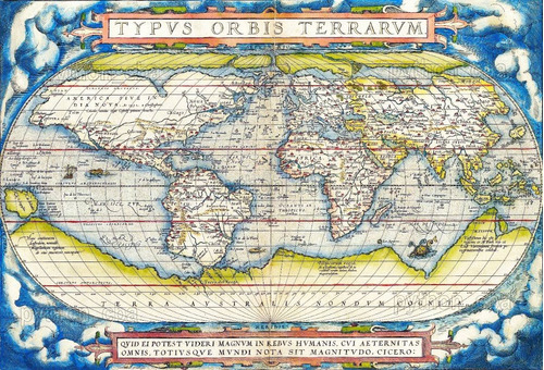 Cuadro Mapa Typus Orbis Terrarum Abraham Ortelius - Año 1570