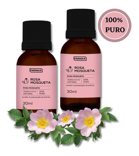 Óleo De Rosa Mosqueta 100% Puro Farmax 30ml - 2 Frascos