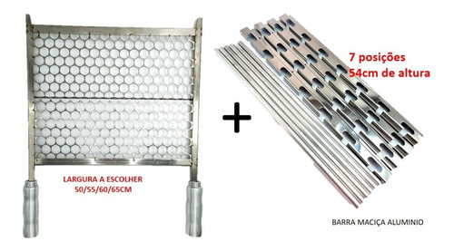 Grelha Moeda Inox Com Suporte Maciço Com 7 Posições Altura