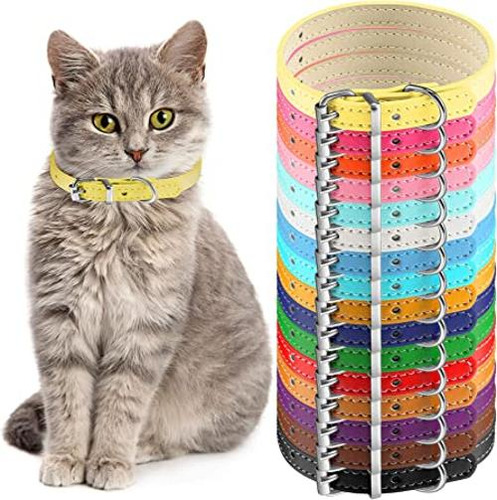 Weewooday 16 Piezas De Pu Collar De Gato Ajustable Pequeño