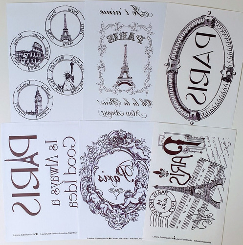 Imagen 2 de 9 de Sublimación Set Paris Vintage X 6 Laura Craft