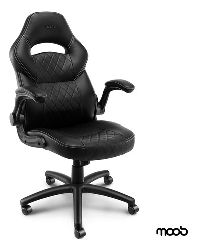 Cadeira Escritorio Moob Horizon Em Aço de Carbono Com Fução Relax Braços Ajustáveis Verticalmente Estofado Em Couro Sintético Suporte Fixo Lombar