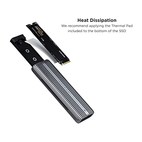 Carcasa De Aluminio Usb C Sin Herramientas M.2 Pcie Nvm...
