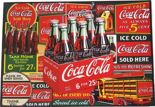 Six Coca Cola Vintage Envase Cuadro Cartel Bar Cantina 64