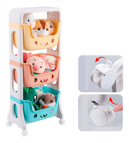 Organizador De Juguetes Colores Y Caritas Divertido En Pvc