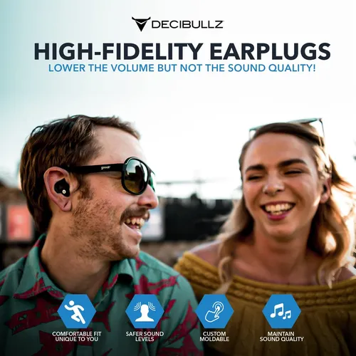Decibullz Tapones Para Los Oídos Moldeables Para Conciertos,